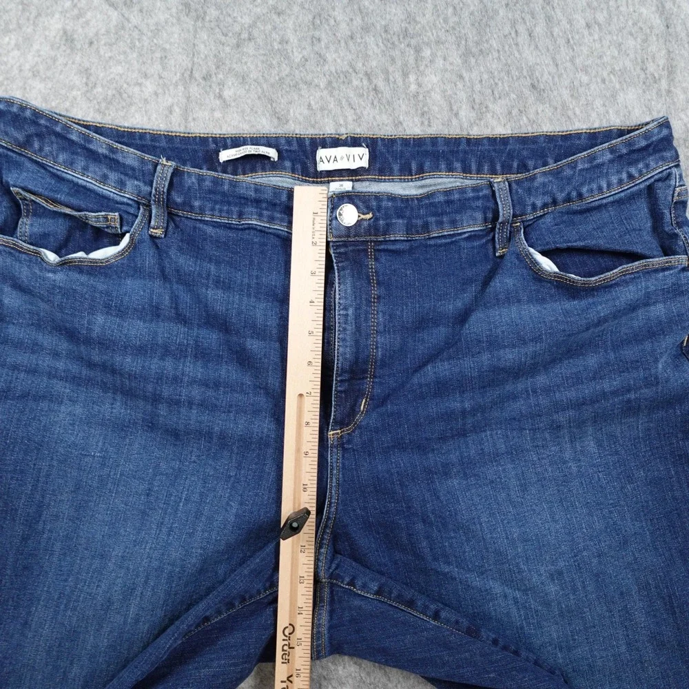 Ava‎ Viv Jeans Womens 26 Blue High Rise Flare Stretch Dark Wash Denim